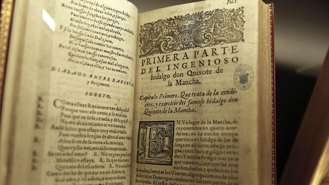 Edición original de la primera parte de El Quijote (1605), conservada en la Biblioteca Nacional.