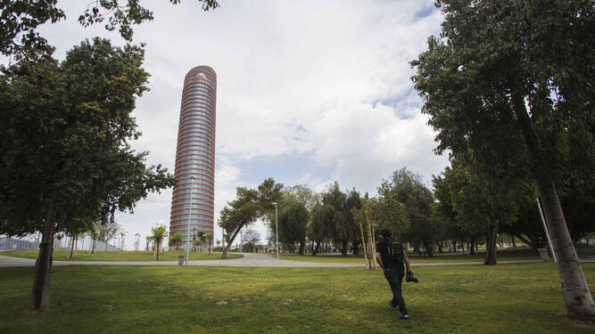La nueva zona verde de Sevilla junto a la Torre Sevilla.